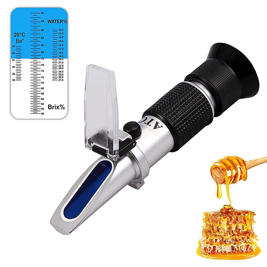Serplex 3-in-1 Honey Refractometer for Honey Moisture, Brix and Baume, 58-90% Range, Honey Moisture Tester with ATC for Sugar Content Measurement, Ideal for Honey, Sugar Syrup, Fruit jam & Molasses Serplex 3-in-1 Honey Refractometer for Honey Moisture, Brix and Baume, 58-90% Range, Honey Moisture Tester with ATC for Sugar Content Measurement, Ideal for Honey, Sugar Syrup, Fruit jam & Molasses